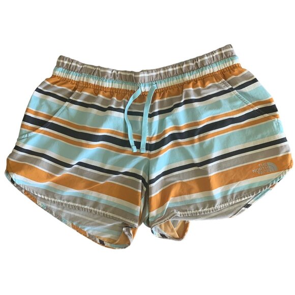 THE NORTH FACE Orange + Blue Striped Class V Women's Water Shorts Size Medium - Picture 2 of 7